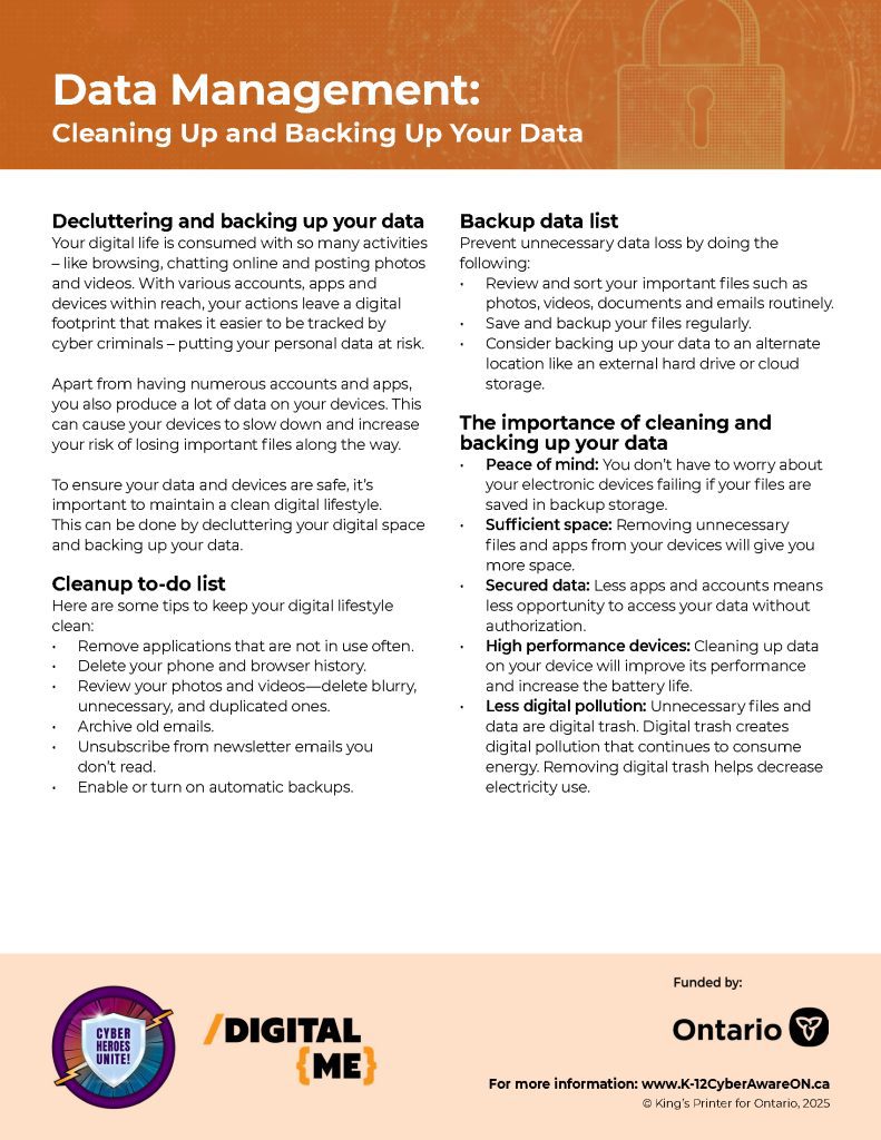 Image of Infosheet titled "Data Management"