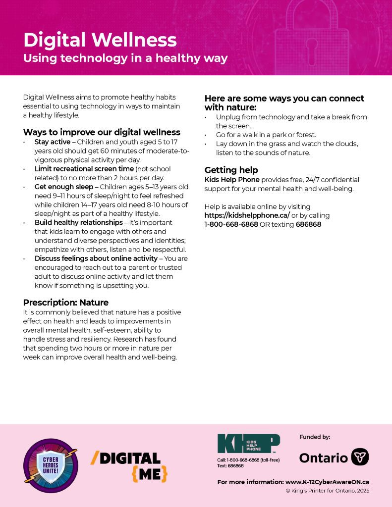 Image of Infosheet titled "Digital Wellness"