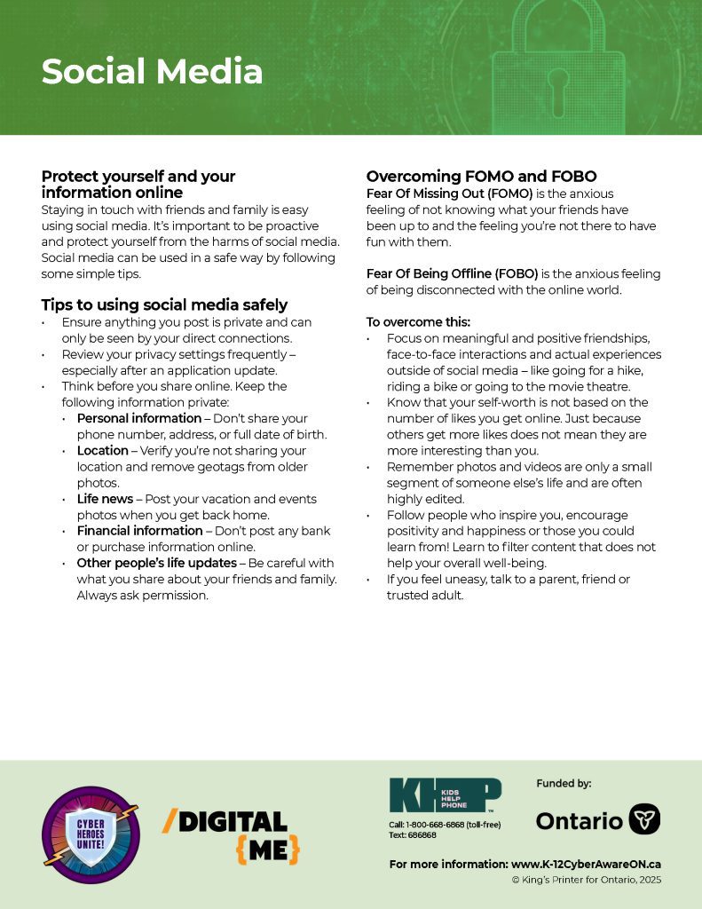 Image of Infosheet titled "Social Media"