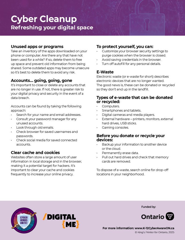 Image of Infosheet titled "Cyber Cleanup"