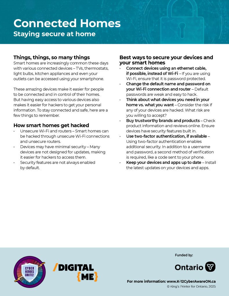 Image of Infosheet titled "Connected Homes"