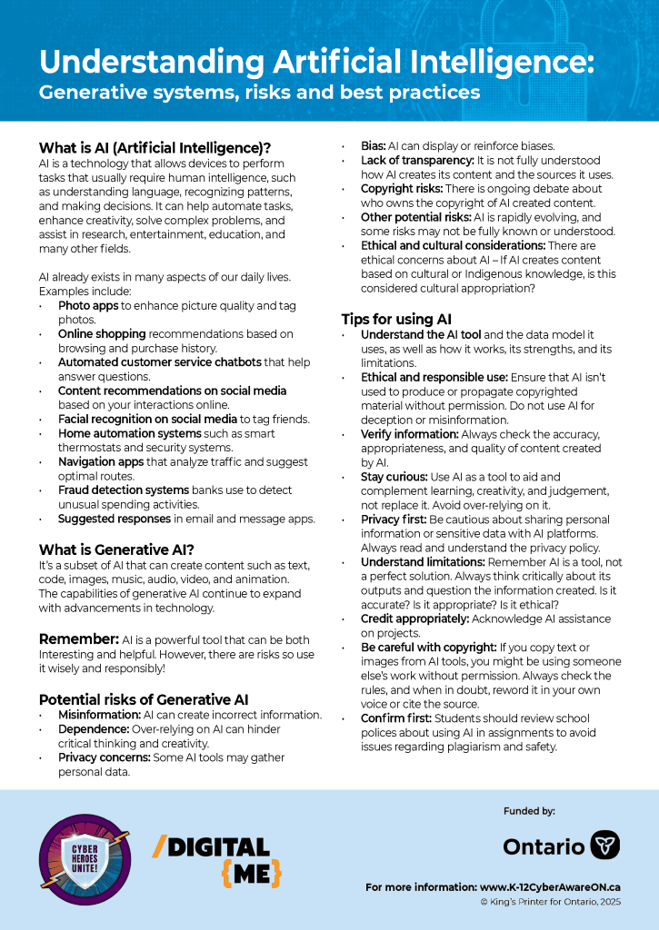 Image of Infosheet titled "Understanding Artificial Intelligence"